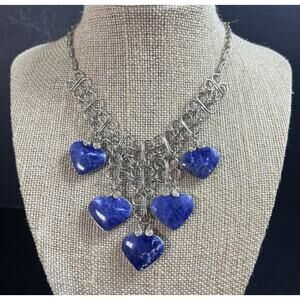 Sodalite Semiprecious Stone & Alpaca Silver Handmade Necklace From Peru NEW